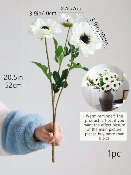 Artificial Wildflower Silk Anemone – Single Head for Home Decoration, Living Room, Wedding Bouquet, and Background Wall Accent
