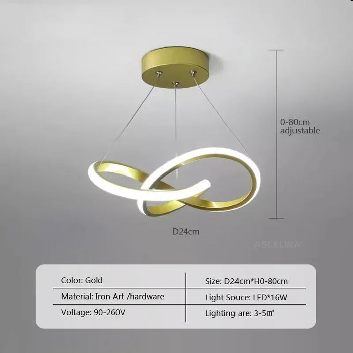 Modern LED Line Pendant Light – 24/30cm Aluminum Hanging Lamp for Entrance, Living Room, and Restaurant Indoor Lighting