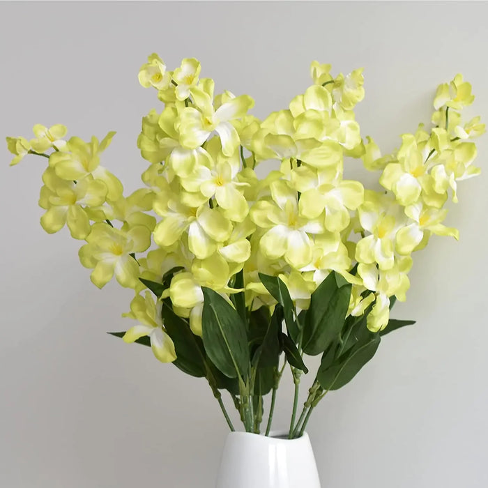 10pcs Artificial Blue Orchid Flowers with Long Stems – Bulk Decorative Faux Butterfly Orchids for Weddings and Home Decor