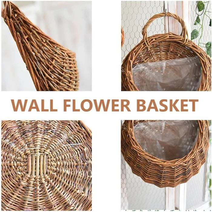 Woven Hanging Basket Planter – Eco-Friendly Rattan Storage Container for Home Garden Wall Décor – Indoor/Outdoor Hanging Basket for Plants, Flowers, and Decoration