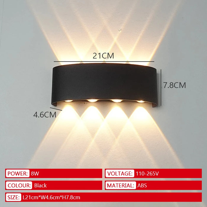 Modern LED Wall Lamp – IP65 Waterproof Indoor & Outdoor Decorative Light for Living Room, Corridor, Porch, Garden, and Courtyard (2W–10W, Warm/White Light, AC85–265V)