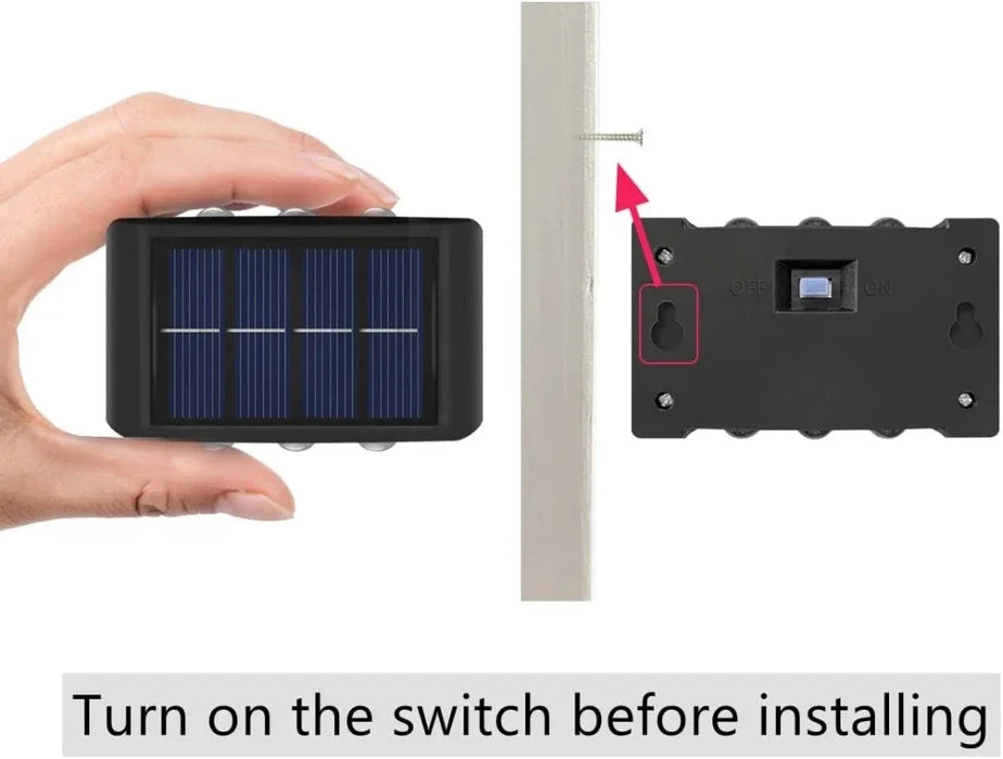 Outdoor Solar Wall Lamp – 4/6/12/16 LED Waterproof Up and Down Luminous Lighting for Garden, Street, and Balcony Decor