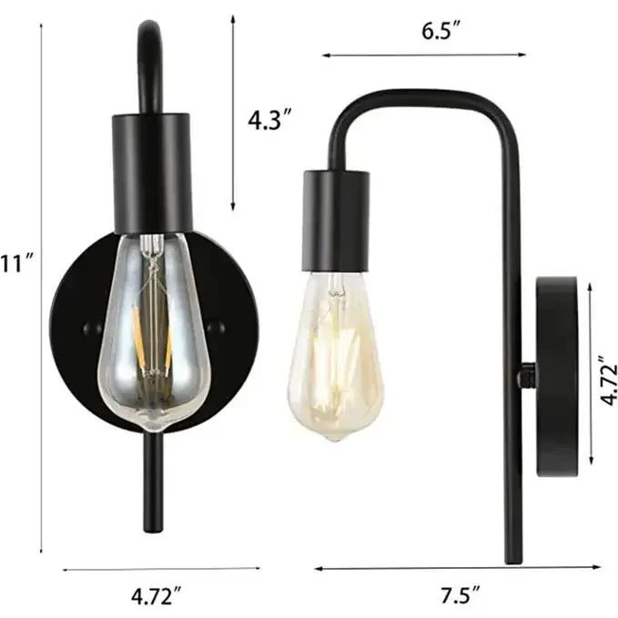 Nordic Simple Bedside Lamp – Creative Vintage Wall Lamp for Bedroom, Living Room, Corridor, and Hotel Spaces (E27, No Bulb Included)