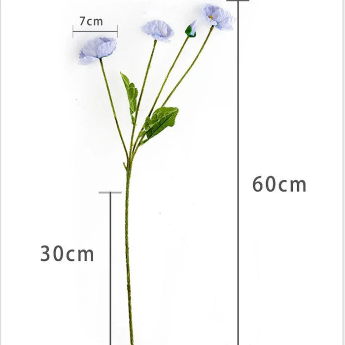 4-Head Artificial Poppy Silk Flower Bouquet – Home, Wedding, Party, and Garden Decoration
