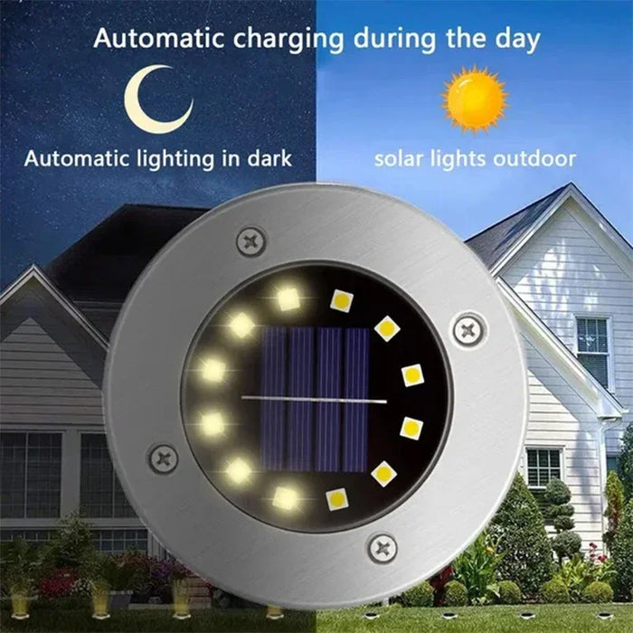 Solar-Powered LED Disk Lights – Outdoor Waterproof Garden Pathway and Deck Lighting