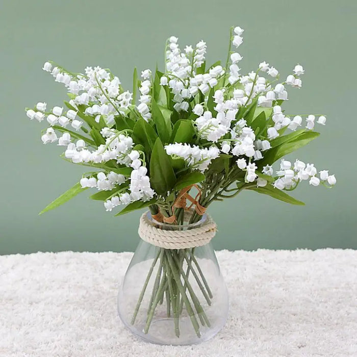 6 Fork White Artificial Flowers Fake Plastic Handmade Letter Bellflower Home Decoration Green Plant Wedding Household Products