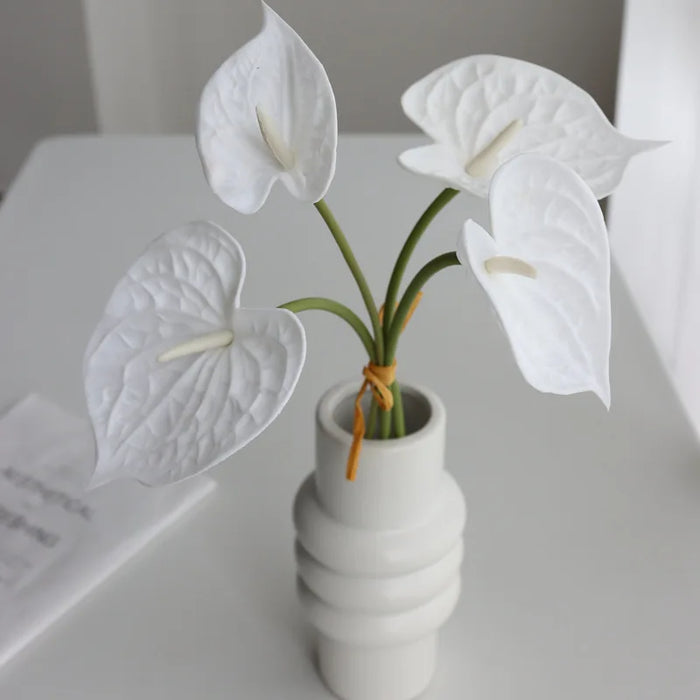 Luxury 4Pcs/Bundle Real Touch Anthurium Artificial Flower for Home Decor, Wedding, and Christmas