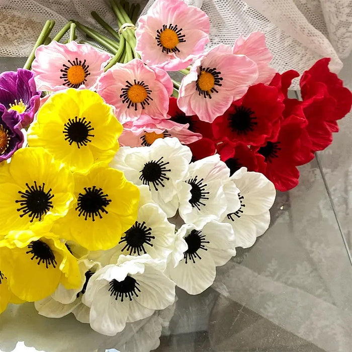 5PCS 29CM Artificial Mini Poppy Flowers – Silk Simulation Poppy Decor for Home, Weddings, and Photography Props