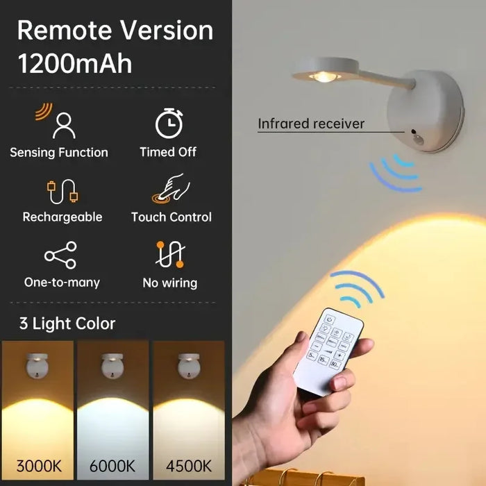 HPH USB Rechargeable Human Sensing Wireless LED Wall Light – Dimmable Spotlight for Paintings, Pictures, and Wall Lighting – Remote Control, Motion Activated