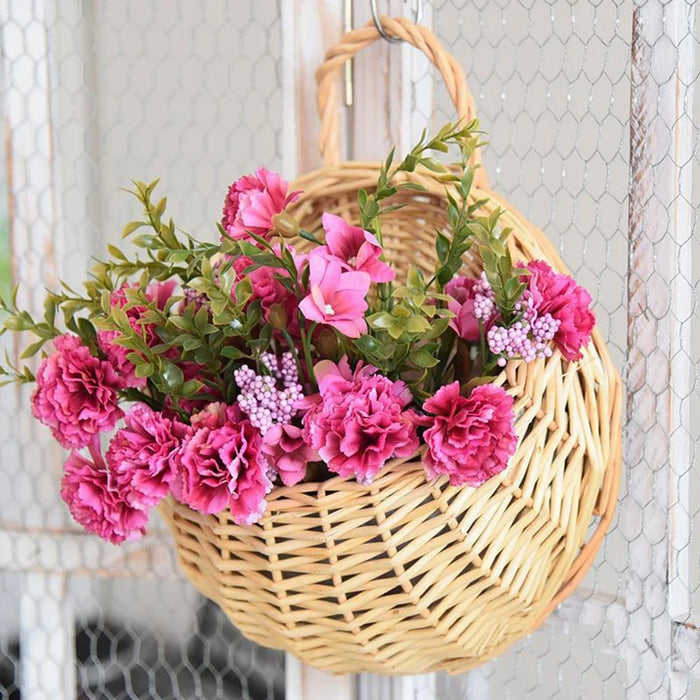 Handmade Wicker Rattan Hanging Planter Basket – Wall-Mounted Flower Pot for Balcony, Garden, and Home Décor