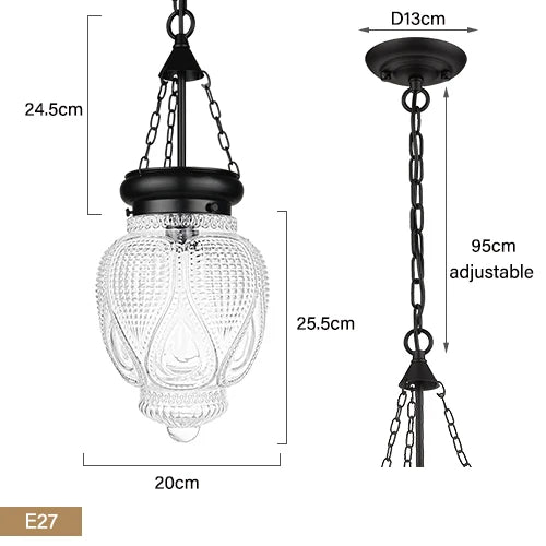 Modern Glass Pendant Light – Chain Hanging Lamp for Kitchen Island, Dining Room, and Entryway