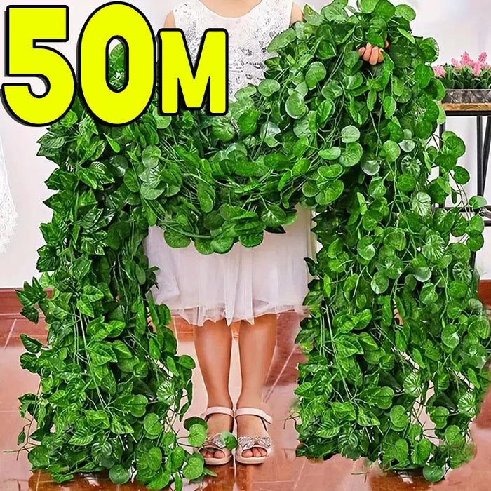 30pcs Artificial Ivy Vine Garland – Fake Green Leaves Hanging Creeper for Garden, Wedding, Party, and Home Decor