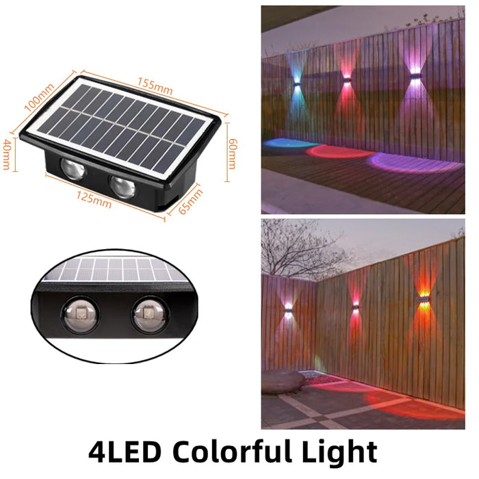 Solar Wall Lamp LED Outdoor Waterproof Garden Decoration – Up and Down Luminous Lighting for Porch, Balcony, Garden, and Street