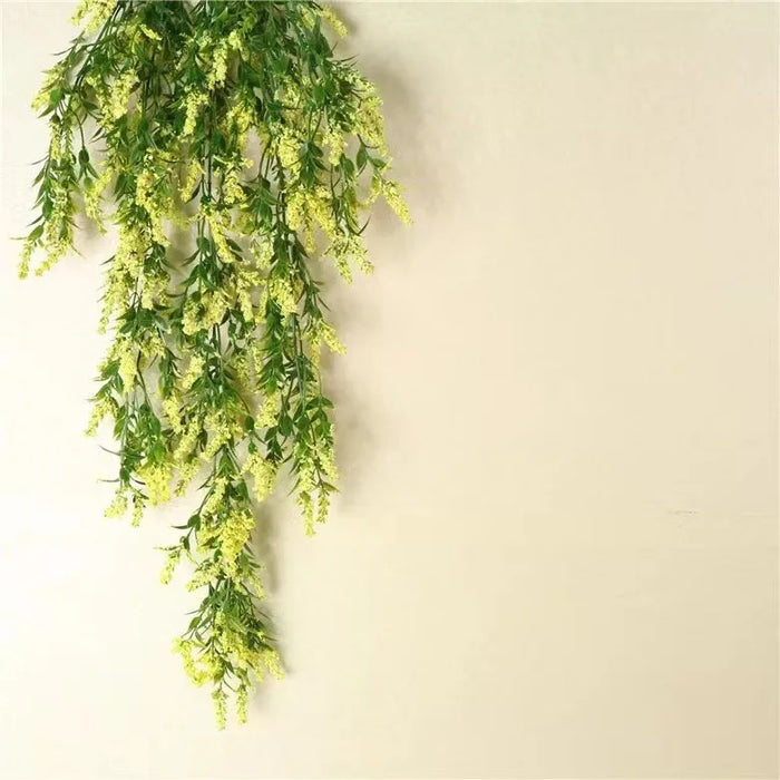 2PCS Artificial Baby's Breath Flowers & Ivy Vine – Faux Lavender Hanging Plants for Wedding, Garden, and Home Decoration