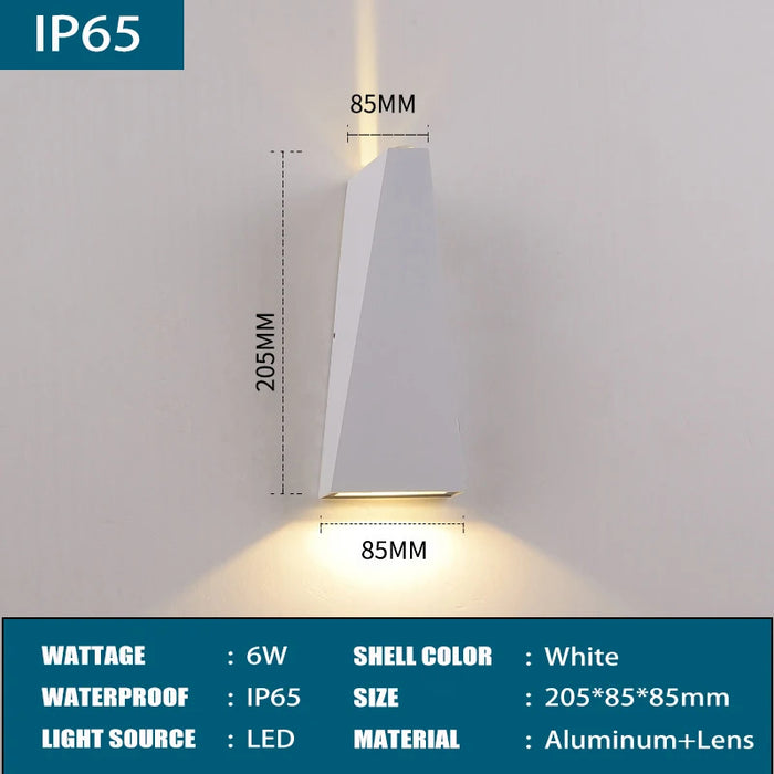 IP65 Waterproof LED Wall Lamp – 6W & 10W Outdoor Modern Nordic Wall Sconce for Porch, Garden, and Indoor Spaces (85-265V)