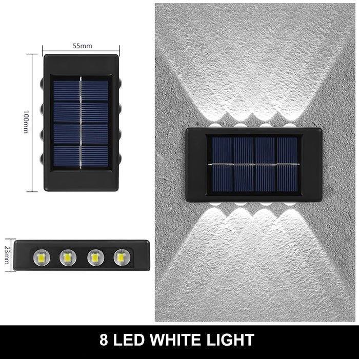 Outdoor Solar Wall Lamp – 4/6/12/16 LED Waterproof Up and Down Luminous Lighting for Garden, Street, and Balcony Decor