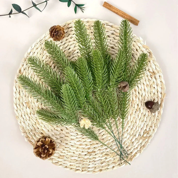 Wholesale Artificial Pine Needle Branches – Snow Frosted Green Fake Plants for DIY Christmas Wreath, Garland, and Home Decor