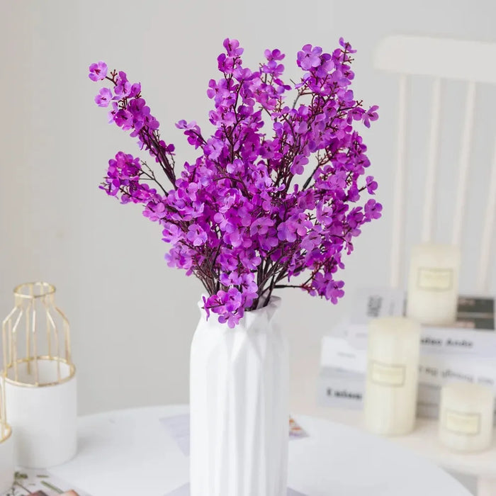 Cherry Blossoms Artificial Flowers Baby's Breath Gypsophila – Faux Silk Flowers for Wedding & Home Vase Decoration