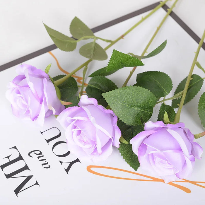 5pcs Faux Rose Silk Flower Bouquet – Long Branches, Wedding & Home Room Table Centerpiece, Fake Plant Wreath Accessories