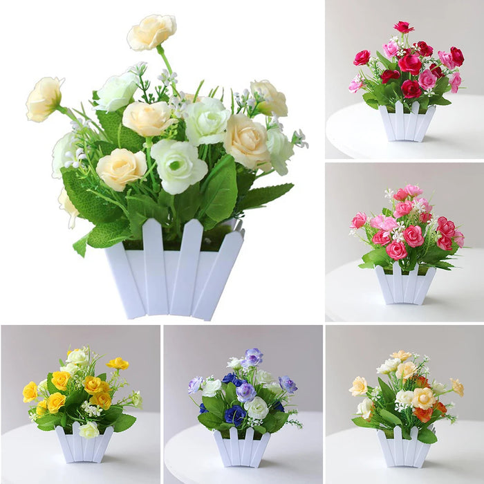 Artificial Rose Flower Potted Plant – Realistic Simulation Plastic Flowers for Home, Living Room, and Party Decoration