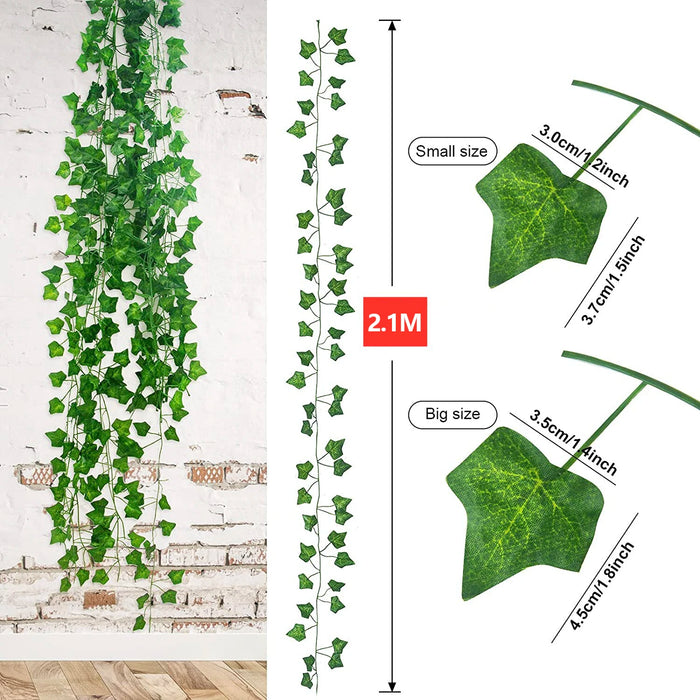 2.1m Artificial Ivy Leaf Garland – Lifelike Green Vine for Home, Garden, and Wedding Decoration – Silk Hanging Vine for DIY Projects and Party Décor