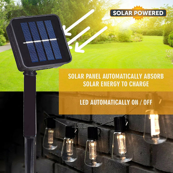 LED Solar String Lights – Outdoor Garland with Globe Bulbs for Garden, Party, Christmas Decoration, Terrace, and Camping