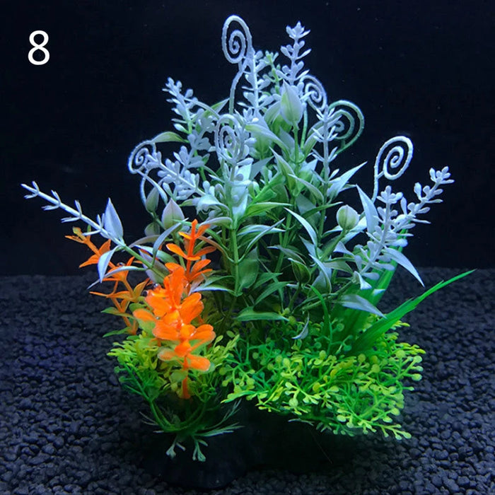 Artificial Aquarium Decor Plants – Plastic Water Grass Ornament, 14cm Tall Aquatic Plant for Fish Tank Decoration, 12 Color Options