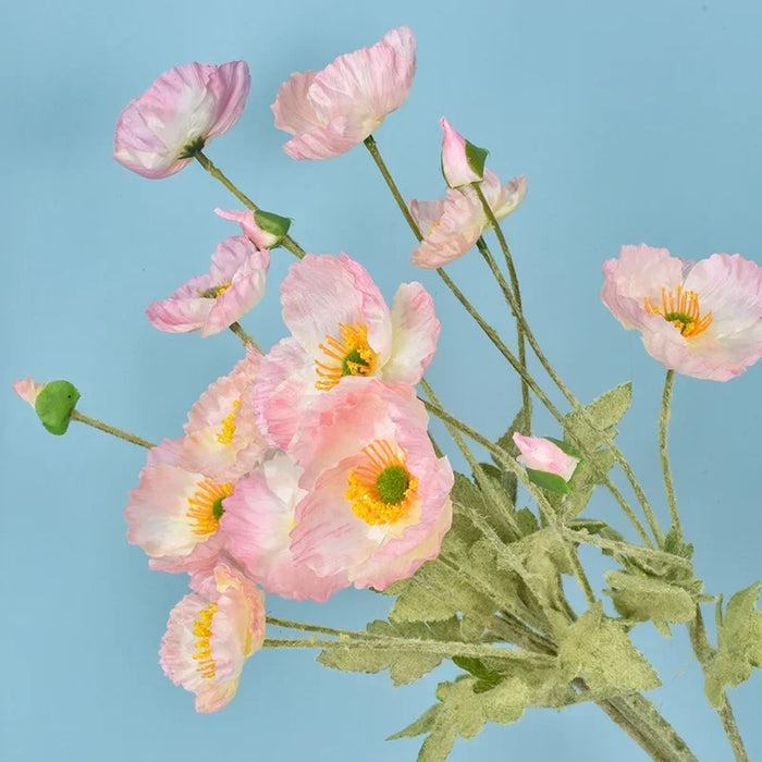 4-Head Artificial Poppy Flowers – Silk Wedding and Home Decor Floral Arrangement