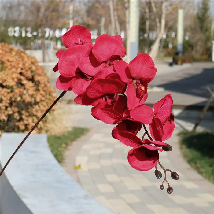 8-Head Artificial Orchid Phalaenopsis Branch – 95cm Silk Flower for Wedding, Home, and Table Decor, Photo Props