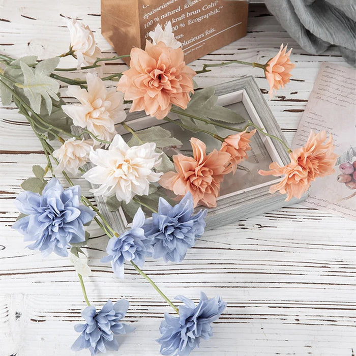 5-Head Artificial Dahlia Flowers – Silk Chrysanthemum for DIY Floral Arrangements, Wedding, Party, Home Decor