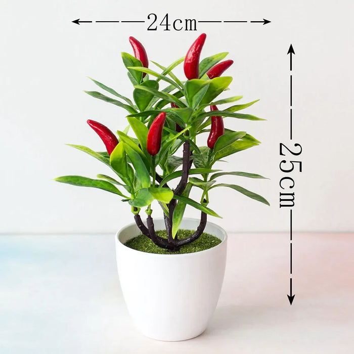 Artificial Bonsai Plant – 22cm Potted Simulated Fruit Tree for Home, Garden, and Office Decor