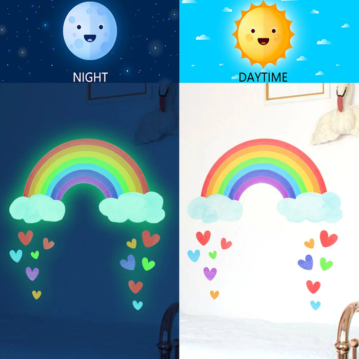 Glow in the Dark Cartoon Luminous Wall Stickers – Fluorescent Rainbow Decal for Kids' Rooms, Bedroom, Ceiling, and Nursery Home Decor