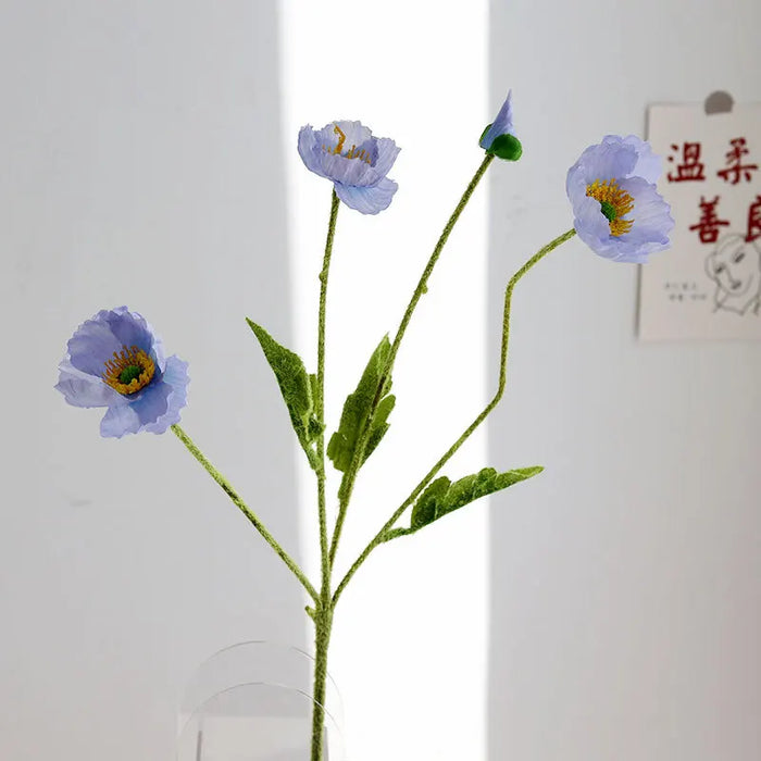 4-Head Artificial Poppy Silk Flower Bouquet – Home, Wedding, Party, and Garden Decoration