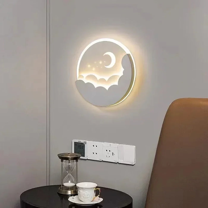 Modern LED Moon Star Wall Lamp – Dimmable Sconce Light for Living Room, Bedroom, Dining Room, and Study – Indoor Home Decor Lighting Fixture