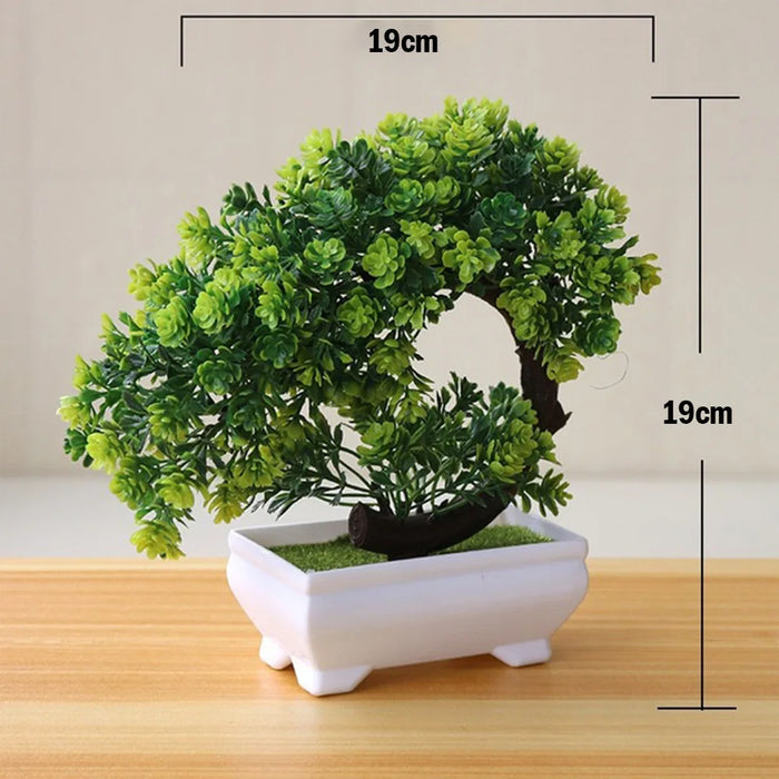 Artificial Bonsai Plants – Small Green Tree with Grass & Flower Potted Decoration for Home, Office, and Wedding Decor