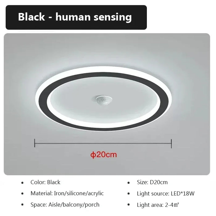 Modern LED Ceiling Lamp with Motion Sensor – Energy-Efficient Lighting for Living Room, Bedroom, Corridor, and Stairs (90-260V)