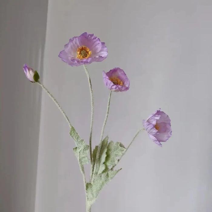 4 Head Artificial Poppy Flowers Bouquet – Silk Fake Flowers for Home Decor, Garden, Wedding, and Party Decoration