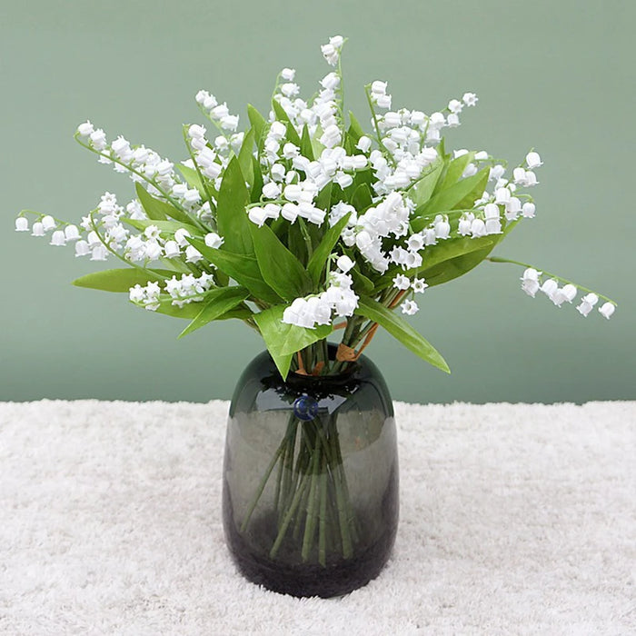 White Artificial Bellflower Bouquet – Handmade Plastic Flowers for Wedding, Home, and Party Decorations – Bride Holding Floral Arrangement