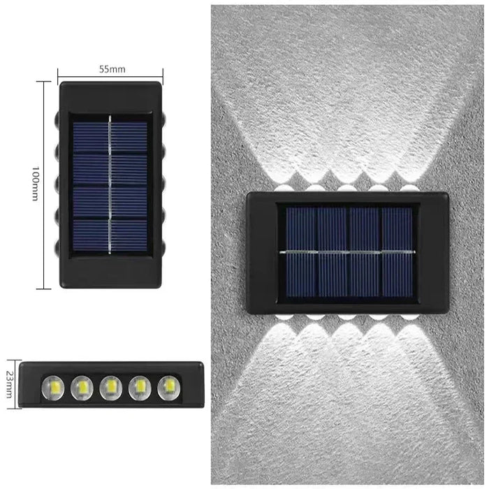 Solar Wall Lights Outdoor – Up and Down LED Light, Waterproof, Solar-Powered, Modern Porch Lamp for Garden, Balcony, Patio, and Landscape