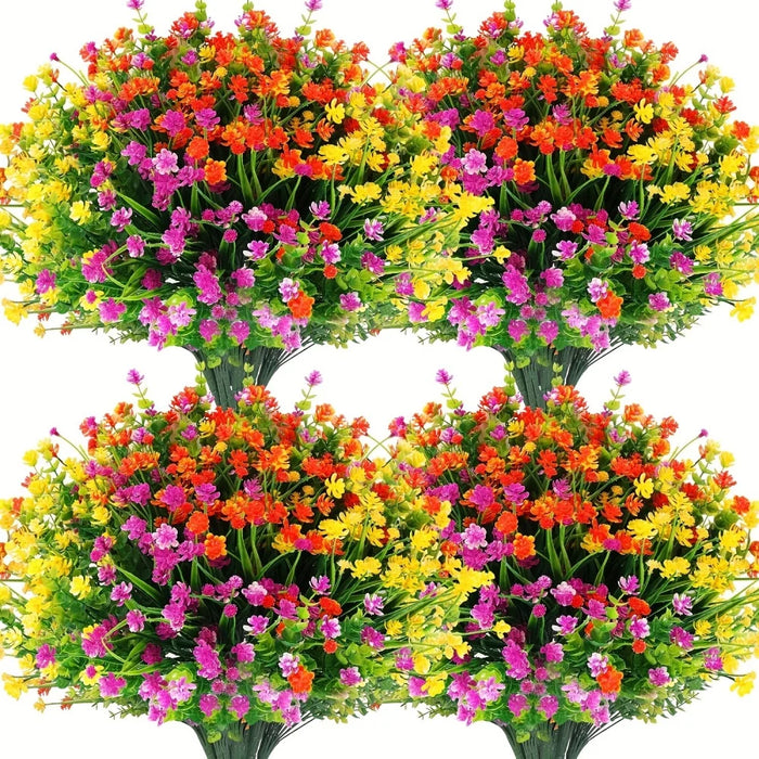 12/18/30/36 Pcs Artificial Flowers – UV Resistant, Multicolored Fake Flowers & Shrubs for Outdoor Window, Porch & Garden Décor