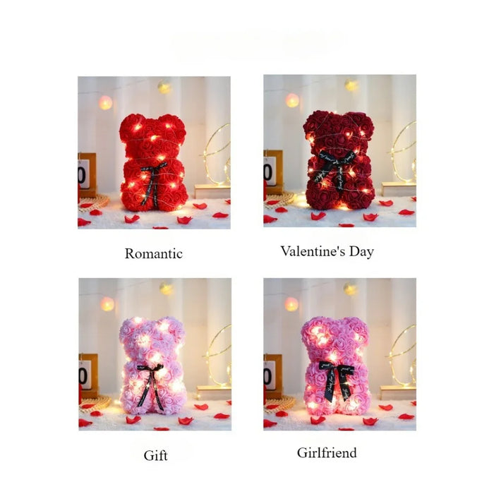Artificial Eternal Rose Teddy Bear - Romantic Gift for Mother's Day, Valentine's Day, Birthday & Anniversary - Perfect Home Decoration