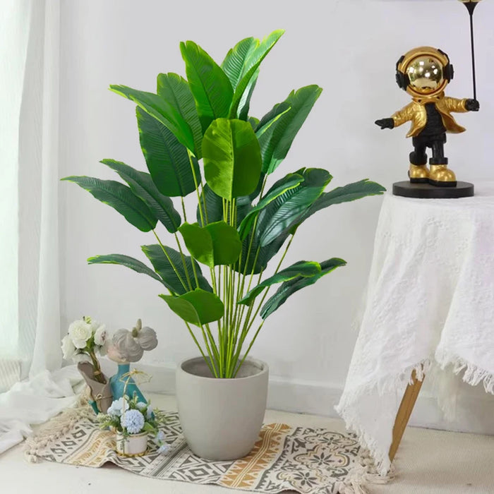 1pc Artificial Tropical Palm Tree – Large Fake Banana & Monstera Leaves, Real Touch Plastic Plant for Home, Garden, and Party Decor
