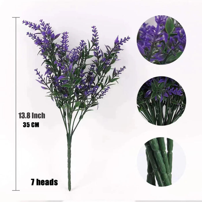 Provence Lavender Artificial Flowers – UV-Resistant Plastic Lavender Plants for Wedding, Home, Garden, and Table Decoration (Set of 2)