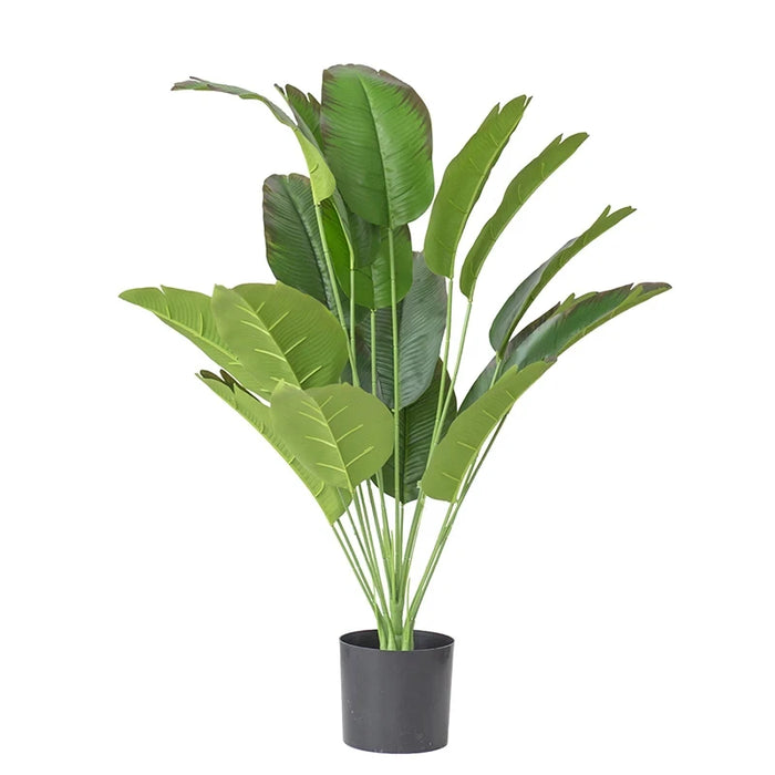 Large Artificial Tropical Palm Tree – Fake Banana and Monstera Leaves Real Touch Plastic Plant for Home and Garden Decor