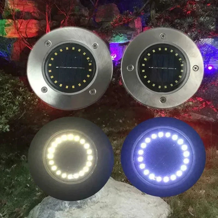 Solar-Powered LED Disk Lights – Outdoor Waterproof Garden Pathway and Deck Lighting