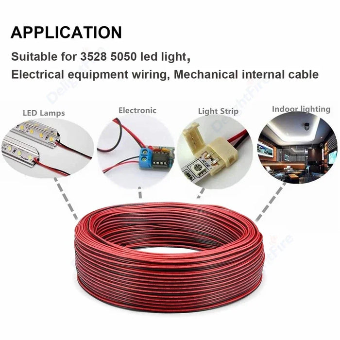 2 Pin Electrical Extension Cable – 22/20/18 AWG Tinned Copper Wire for LED Strips, Speaker & 12V JST SM Connectors