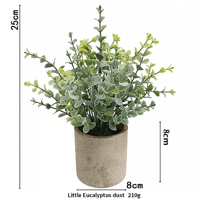 Artificial Eucalyptus Plant in Pot – Small Fake Bonsai for Home, Office, and Restaurant Desk Decoration