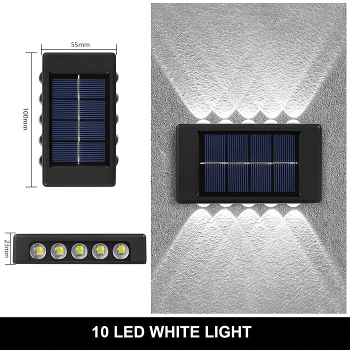 Outdoor Solar Wall Lamp – 4/6/12/16 LED Waterproof Up and Down Luminous Lighting for Garden, Street, and Balcony Decor