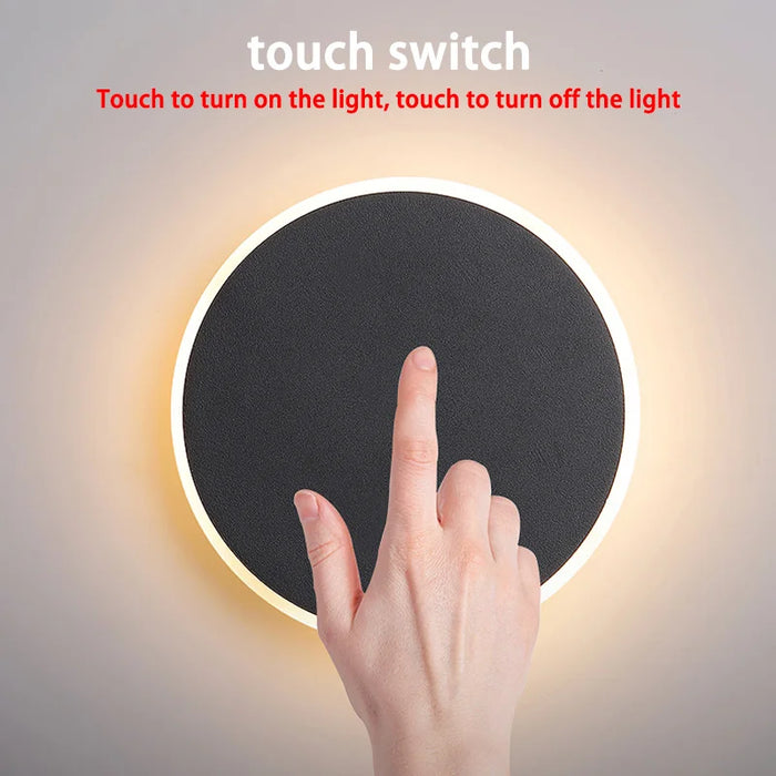 Touch Sensor Wall Lamp – LED Color-Changing Round Wall Light for Living Room, Corridor, Porch & Aisle with Acrylic Shade