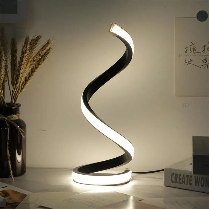 Modern LED Spiral Table Lamp – Three-Speed Dimming, USB Power, Decorative Bedroom & Desk Light